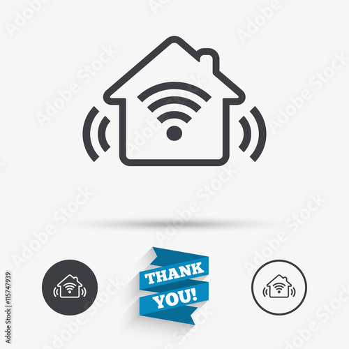 Smart home sign icon. Smart house button.