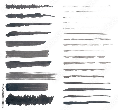 Vector hand drawn ink brush strokes