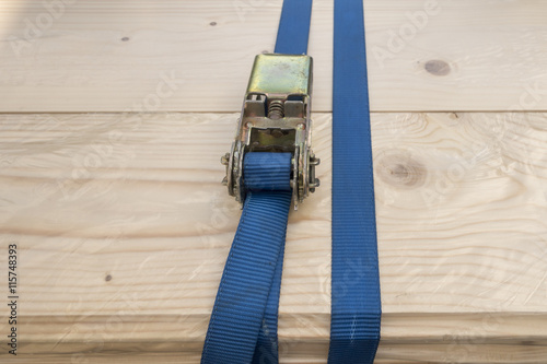 Foto blue Ratchet straps for cargo load control