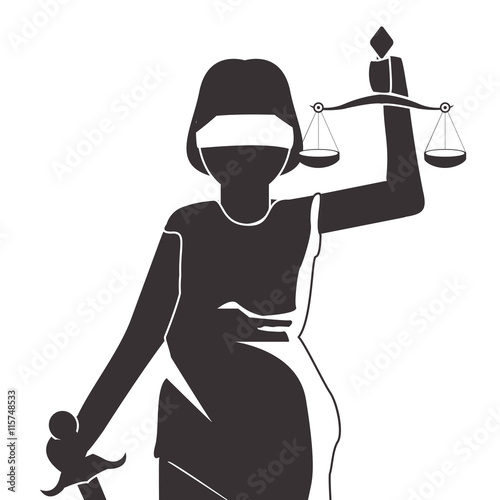 flat design lady justice icon vector illustration