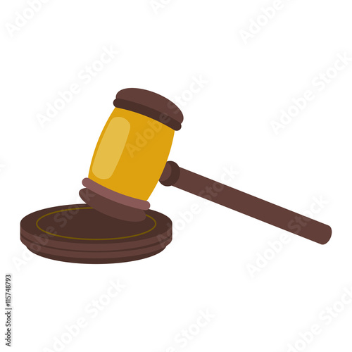 flat design judge gavel icon vector illustration