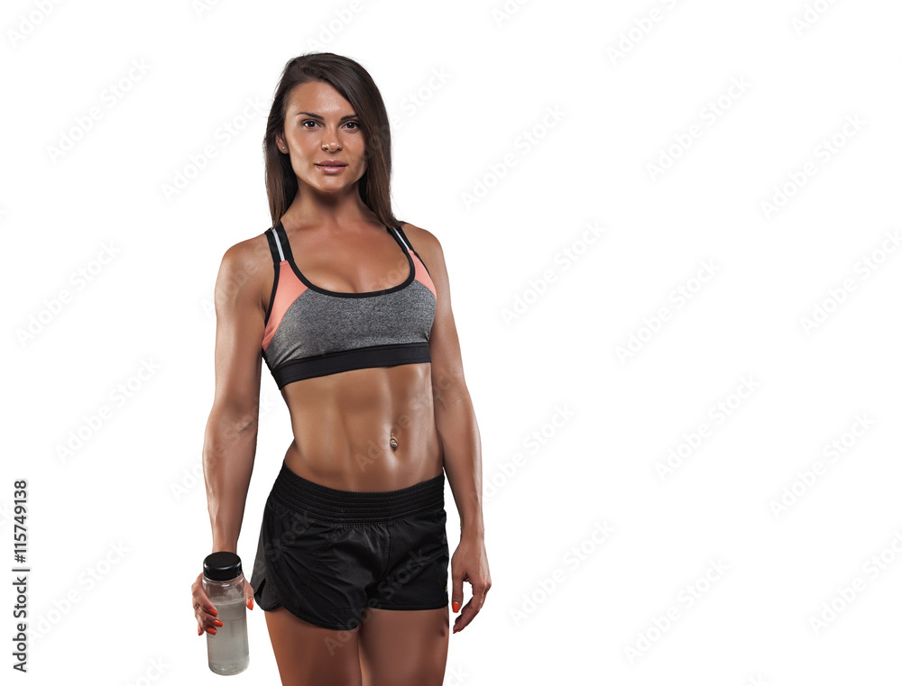 Fitness girl with dumbbells Fitness girl with dumbbells