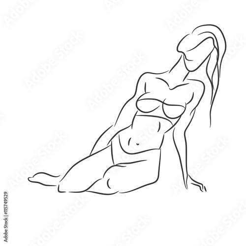 Woman silhouette isolated on white