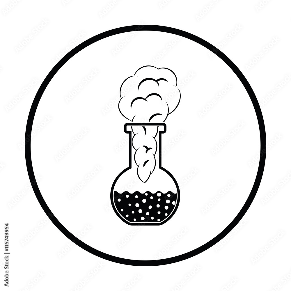 Icon of chemistry bulb with reaction inside Icon of chemistry bulb with reaction inside