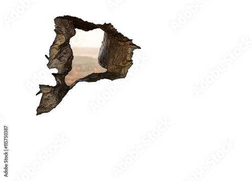 A hole in the wall isolated on white