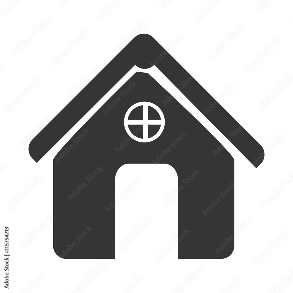 Real estate house business icon in black and white colors, vector illustration. Real estate house business icon in black and white colors, vector illustration.