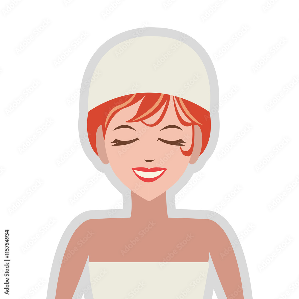 flat design woman in spa icon vector illustration