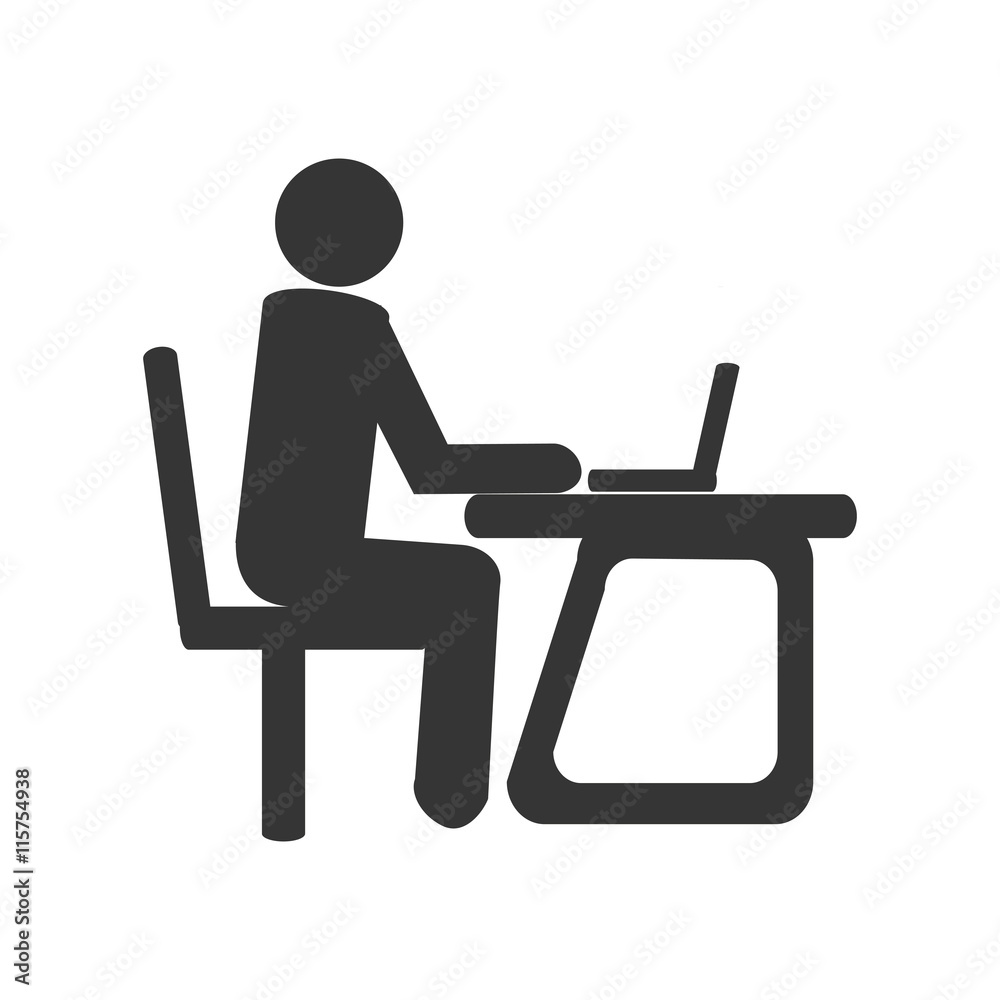Businessman in action pictogram design with black and white colors, vector illustration. Businessman in action pictogram design with black and white colors, vector illustration.