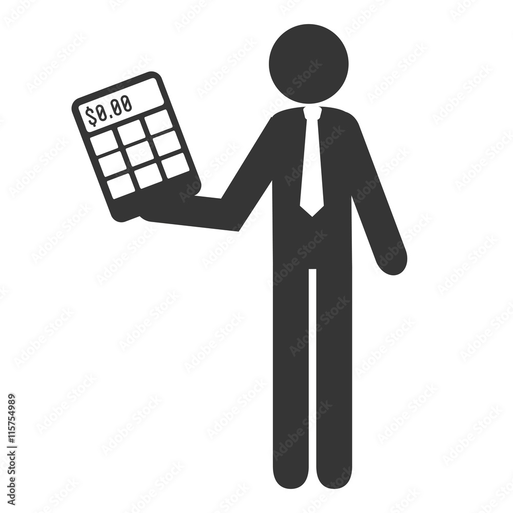 Businessman in action pictogram design with black and white colors, vector illustration.