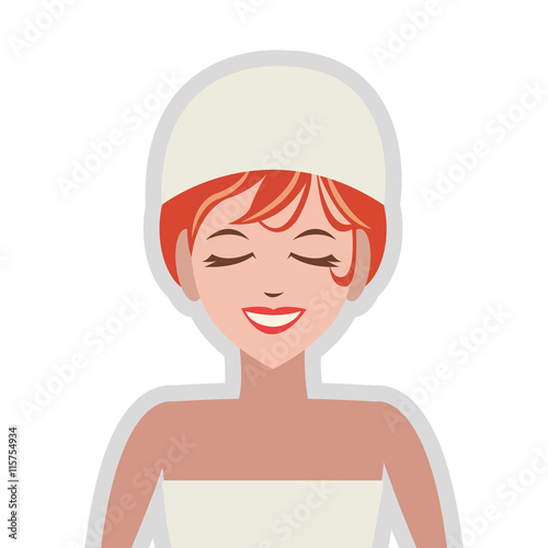 flat design woman in spa icon vector illustration