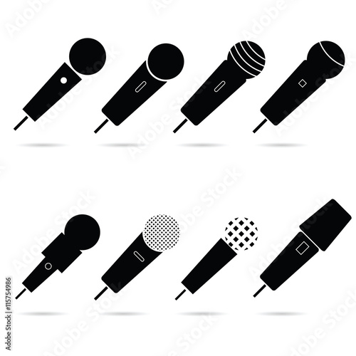 microphone set in black color art illustration