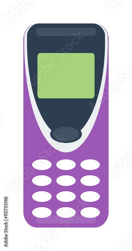 Old vintage keypad mobile phone and icon of old classic mobile phone antique vector. Old style mobile phone technology retro cellphone vector illustration