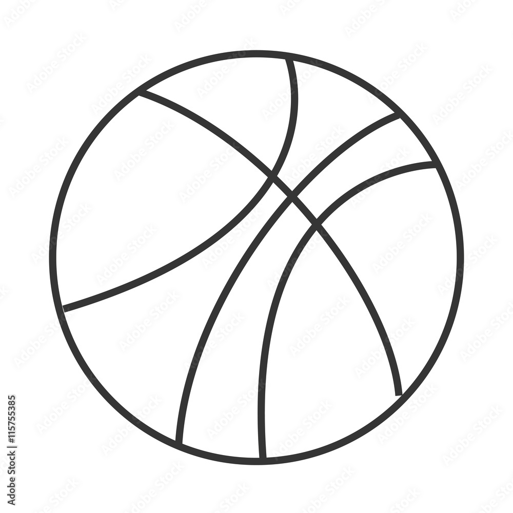 Basketball Sport ball icon in black and white colors, vector illustration.