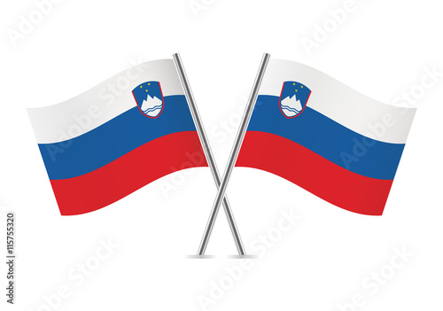 Slovenian flags. Vector illustration.