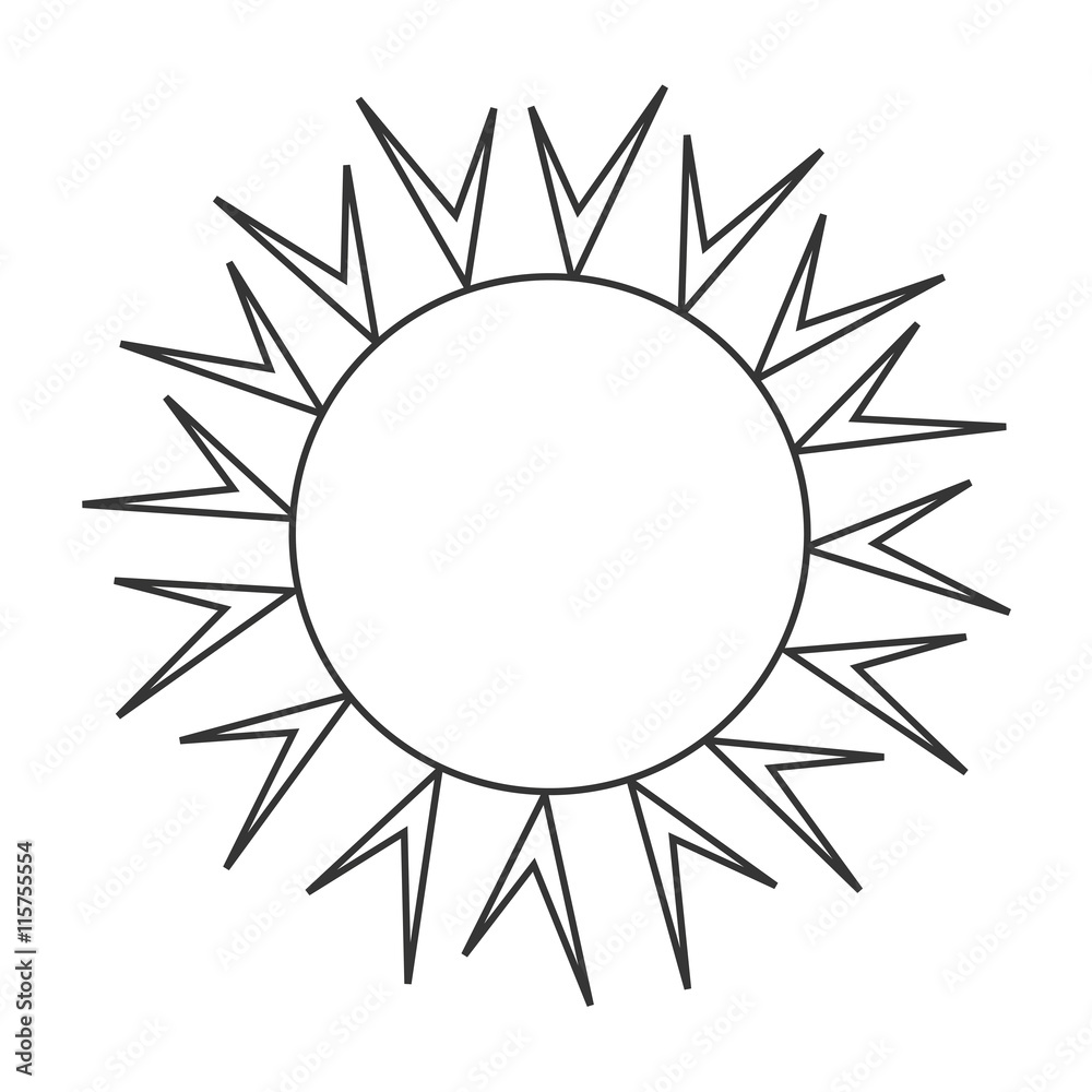 Sun burst icon in black and white colors, isolated flat icon 