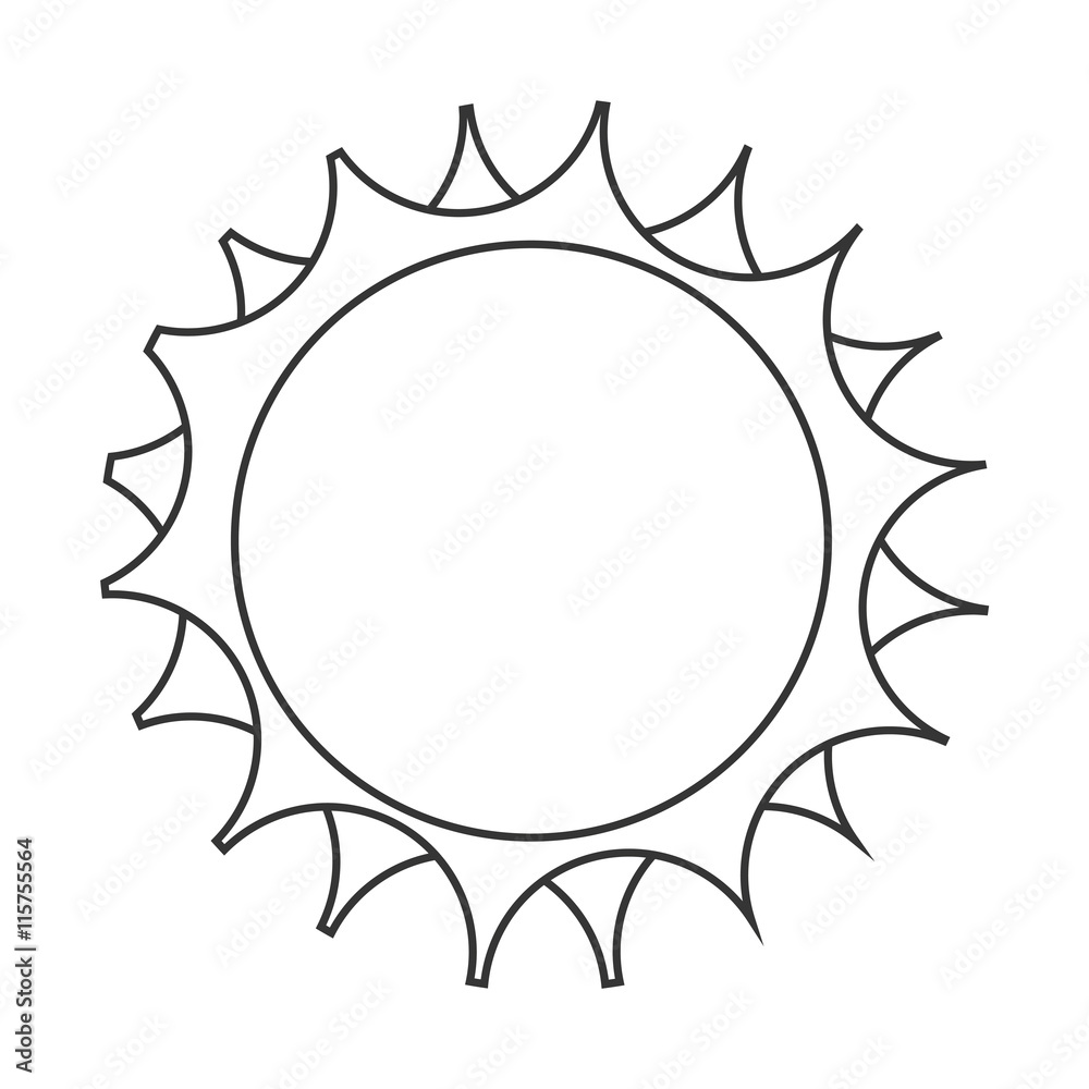 Sun burst icon in black and white colors, isolated flat icon 