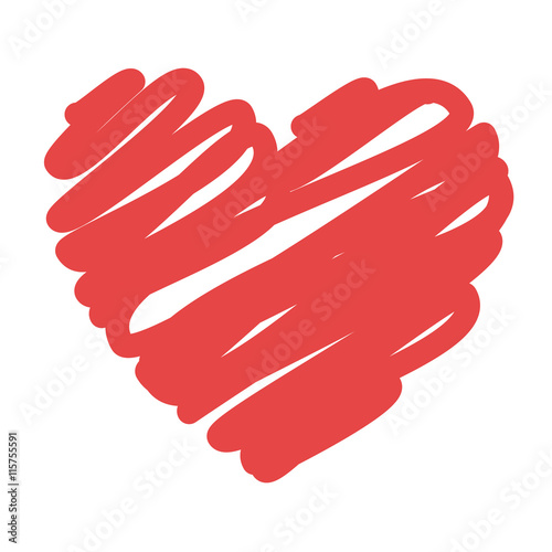 Red heart shape  isolated flat icon vector illustration graphic.