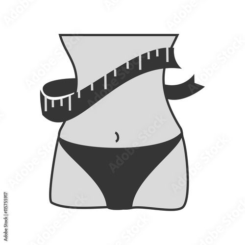 Woman body losing wieght, isolated flat icon vector illustration graphic.