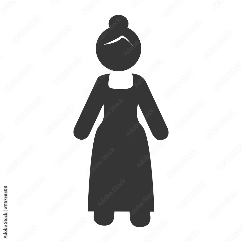 Grandmother in pictogram design, isolated flat icon with black and white colors. Grandmother in pictogram design, isolated flat icon with black and white colors.