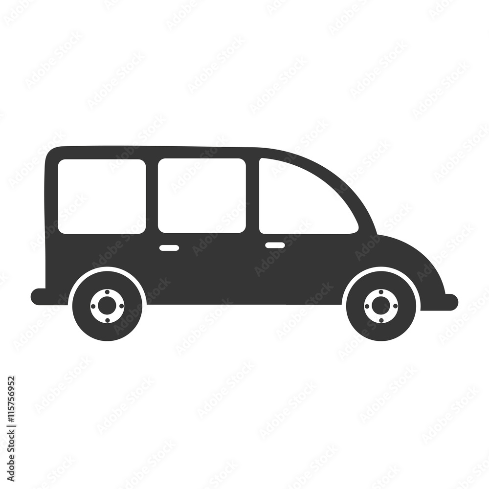 car in black and white icon, isolated flat icon vector illustration.