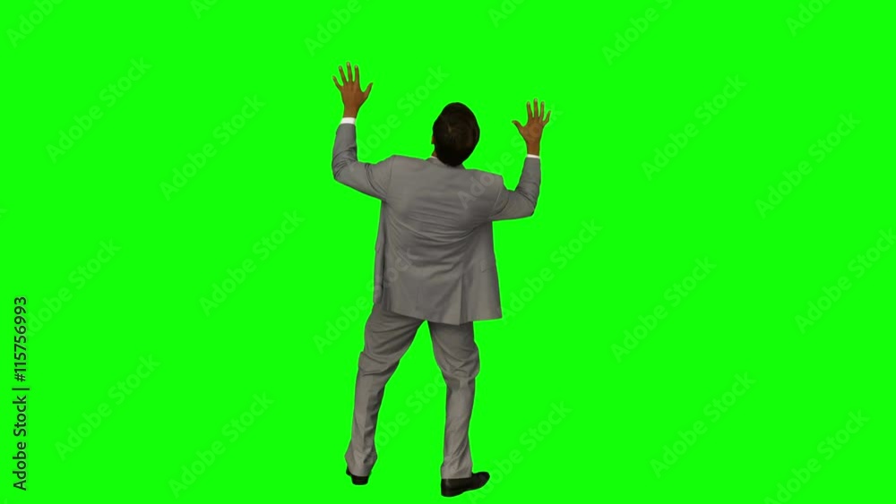 Businessman protecting himself with these hands Businessman protecting himself with these hands