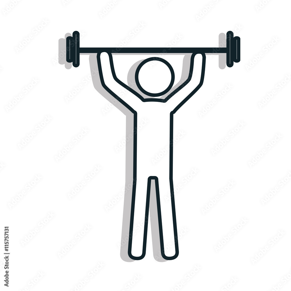 Man doing exercise pictogram design, isolated flat icon vector illustration. Man doing exercise pictogram design, isolated flat icon vector illustration.