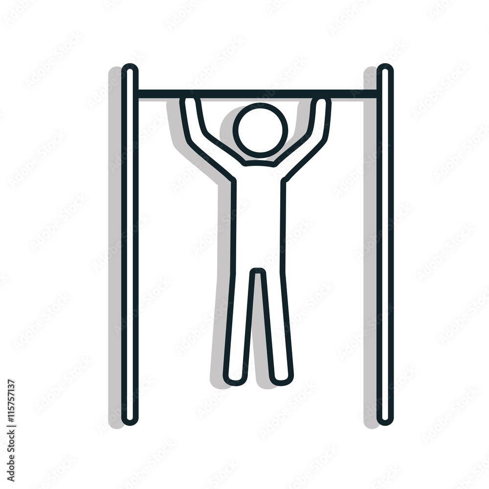 Man doing exercise pictogram design, isolated flat icon vector illustration. Man doing exercise pictogram design, isolated flat icon vector illustration.