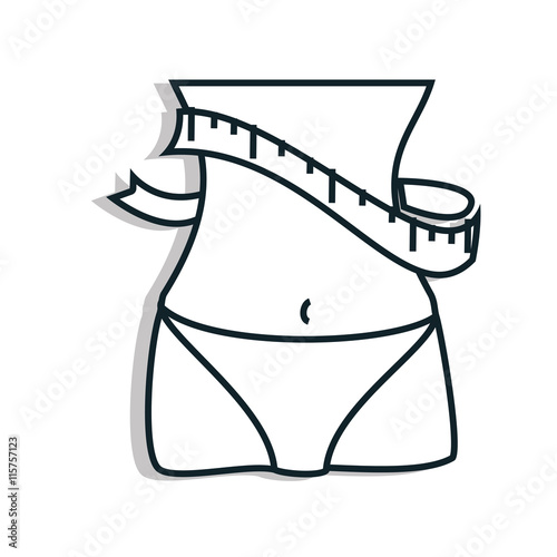 Woman body losing weight, isolated flat icon vector illustration graphic.