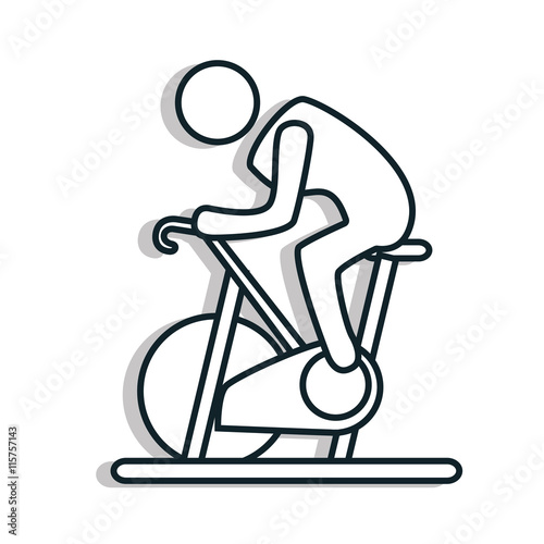 Man doing exercise pictogram design, isolated flat icon vector illustration.