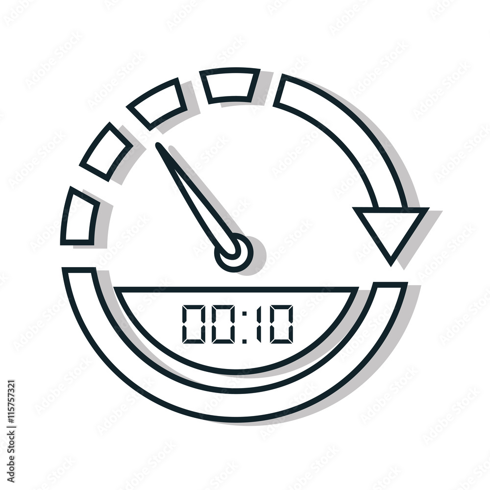 Fototapeta premium Time and clock isolated flat line icon in black and white colors, vector illustration graphic.