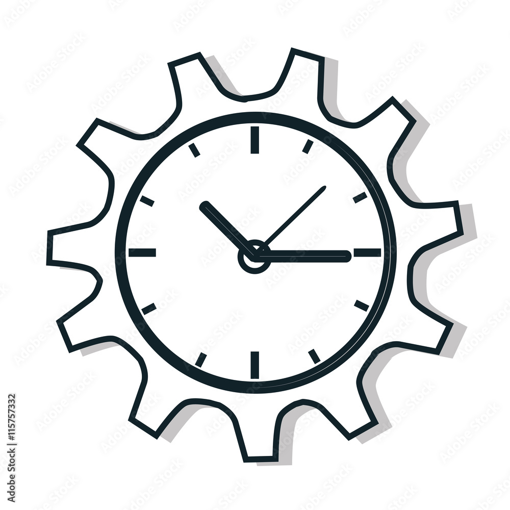 Time and clock isolated flat line icon in black and white colors, vector illustration graphic. Time and clock isolated flat line icon in black and white colors, vector illustration graphic.