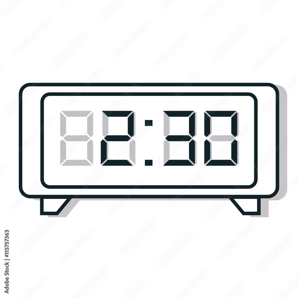 Time and clock isolated flat line icon in black and white colors, vector illustration graphic. Time and clock isolated flat line icon in black and white colors, vector illustration graphic.