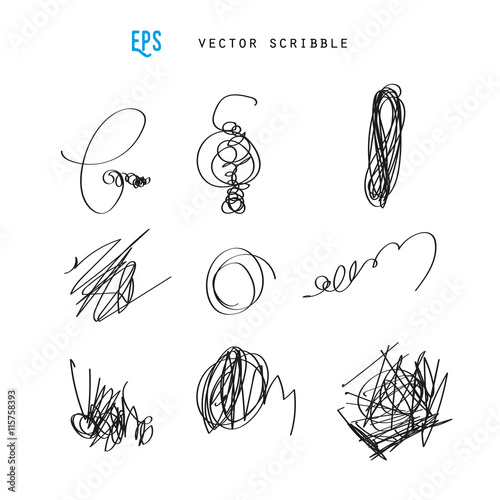 Set of vector scribbles. Sketchy drawings. Design elements.