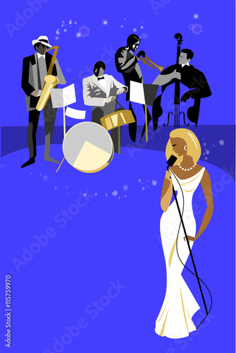 Female Singer and jazz band concert