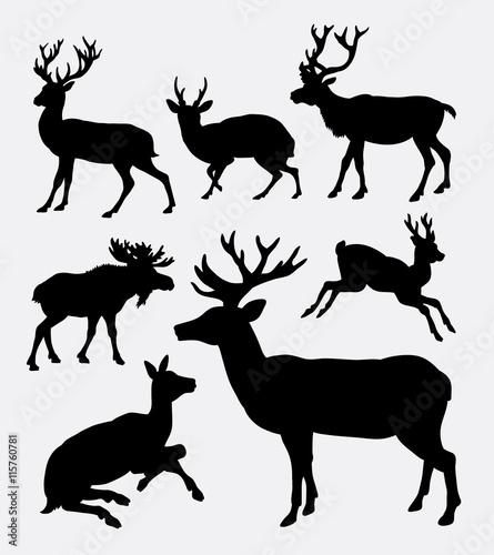 Deer wild animal silhouette. Good use for symbol  logo  web icon  mascot  avatar  sticker design  sign  or any design you want. Easy to use.