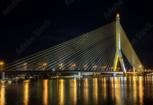 Rama8 bridge on chao phraya river bangkok city thailand