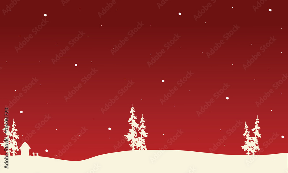 Red backgrounds Christmas spruce of silhouette