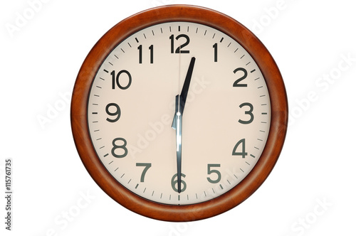 Classic Circle clock on white background 