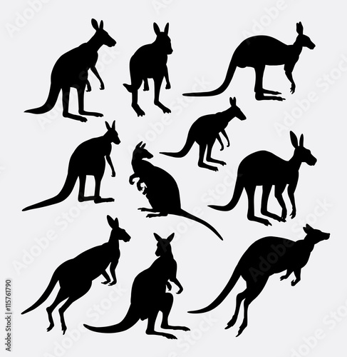 Kangaroo action animal silhouette. Good use for symbol  web icon  logo  sticker design  sign  mascot  game element  object  or any design you want. Easy to use and edit.