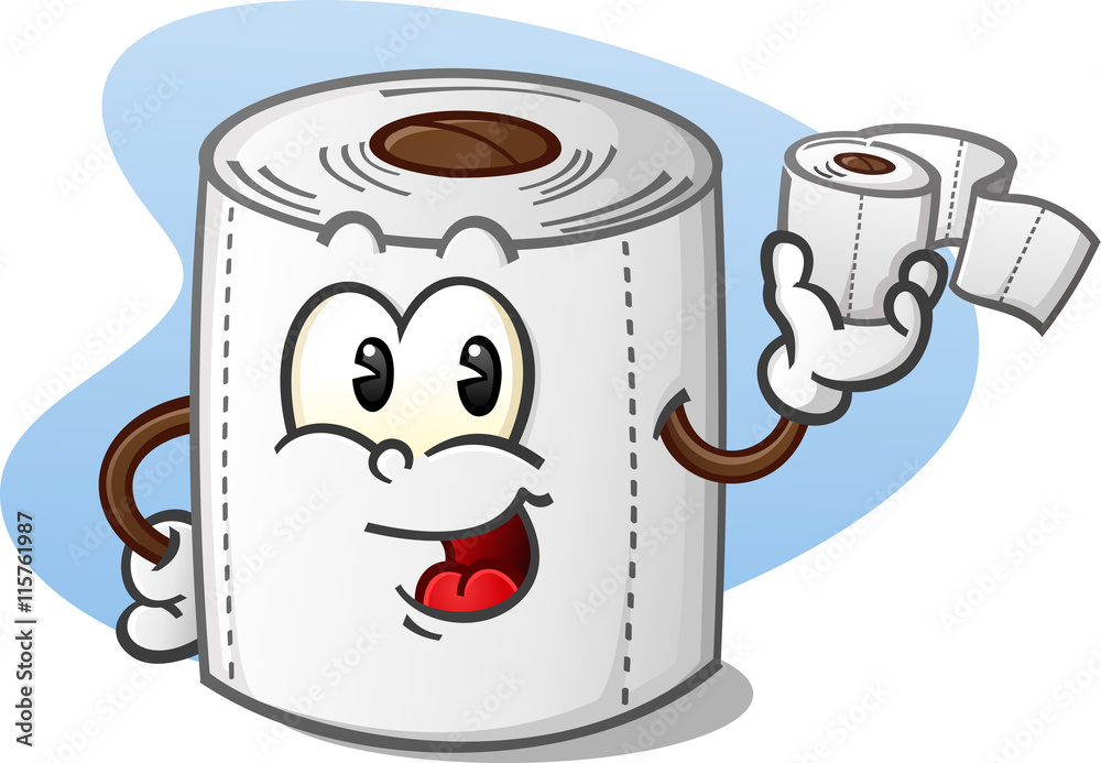 Happy Toilet Paper Cartoon Character Holding a Roll of Bathroom Tissue  Stock Vector | Adobe Stock