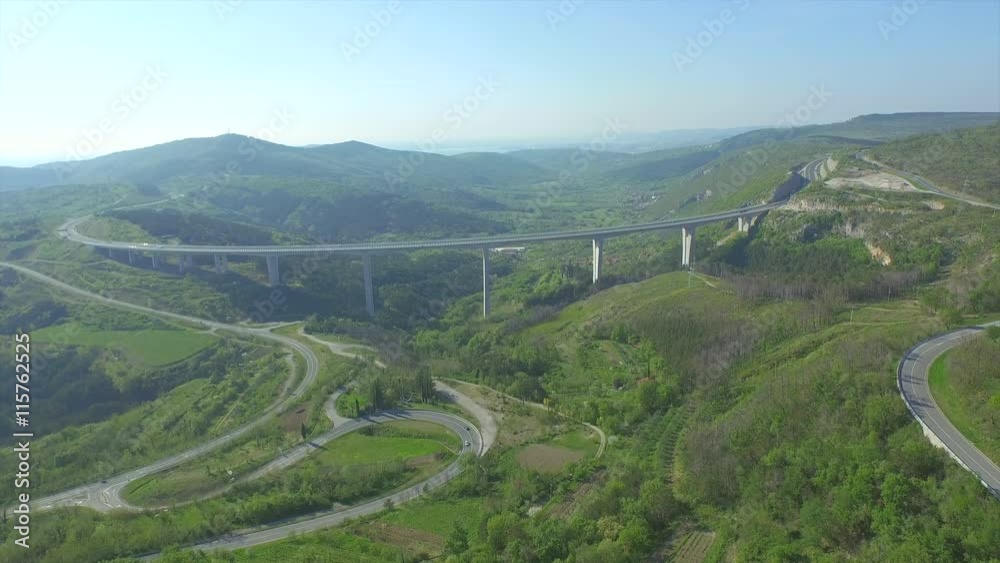 AERIAL: Flying towards big viaduct AERIAL: Flying towards big viaduct