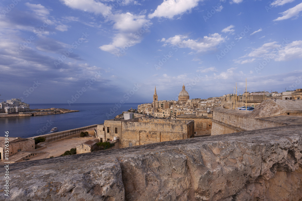View of medieval Malta from the city walls after a storm 