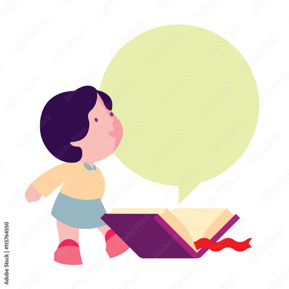 little girl reading a book, flat illustration little girl reading a book, flat illustration