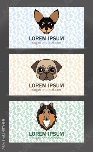 business card templates set of a small veterinary clinic, dog br