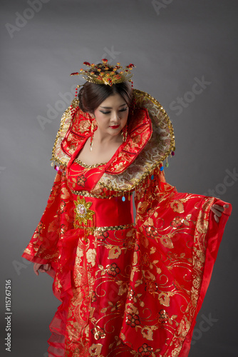 Beautiful Asian model Young asia Oriental woman wearing chinese