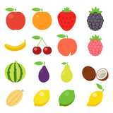 Fruits icons set. Vector