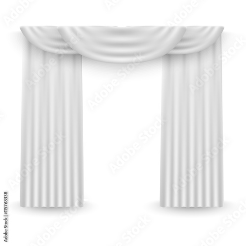 White curtains on a white background. Vector