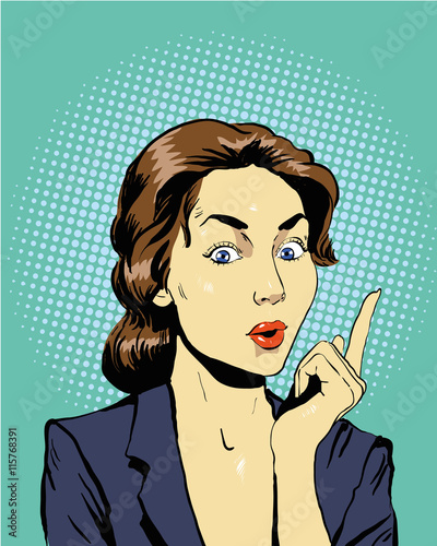 Thinking woman. Vector illustration in retro pop art comic style