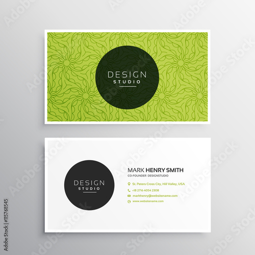business card template in green pattern