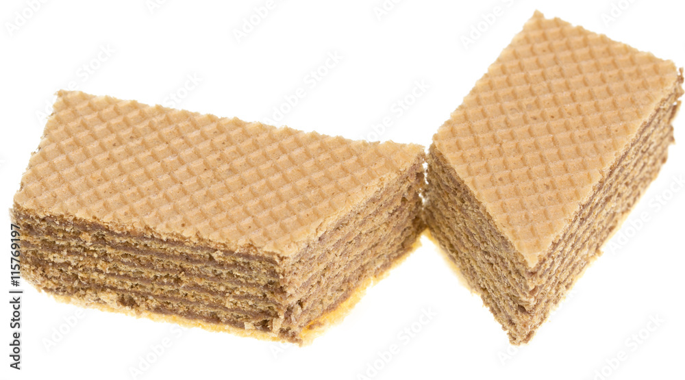 Chocolate wafers on a white background Chocolate wafers on a white background